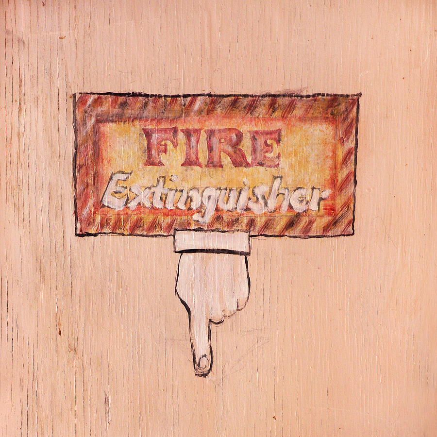 Sign Photograph - Fire Extinguisher Here by Art Block Collections