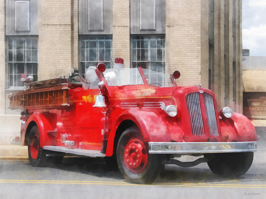 Fire Fighters - Vintage Fire Truck Photograph by Susan Savad