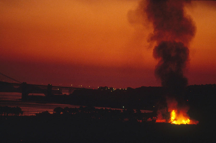 Fire From Earthquake Photograph by David Weintraub