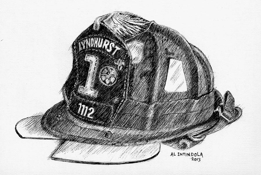 Fire Helmet Drawing by Al Intindola
