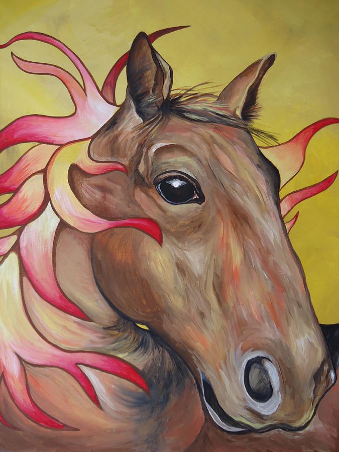 Fire Horse Painting by Leslie Manley