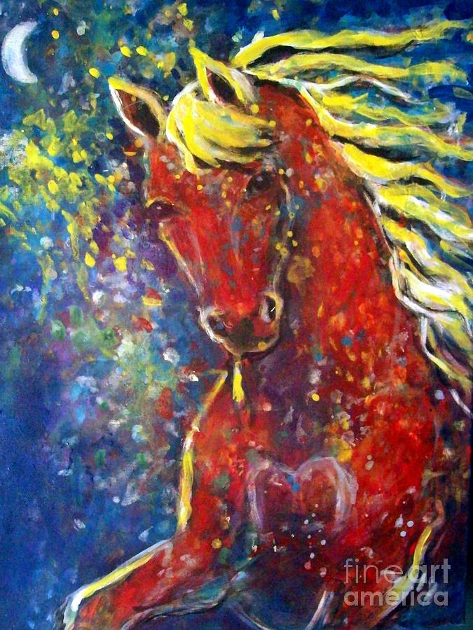 Horse Portrait Painting - Fire Horse by Relly Peckett