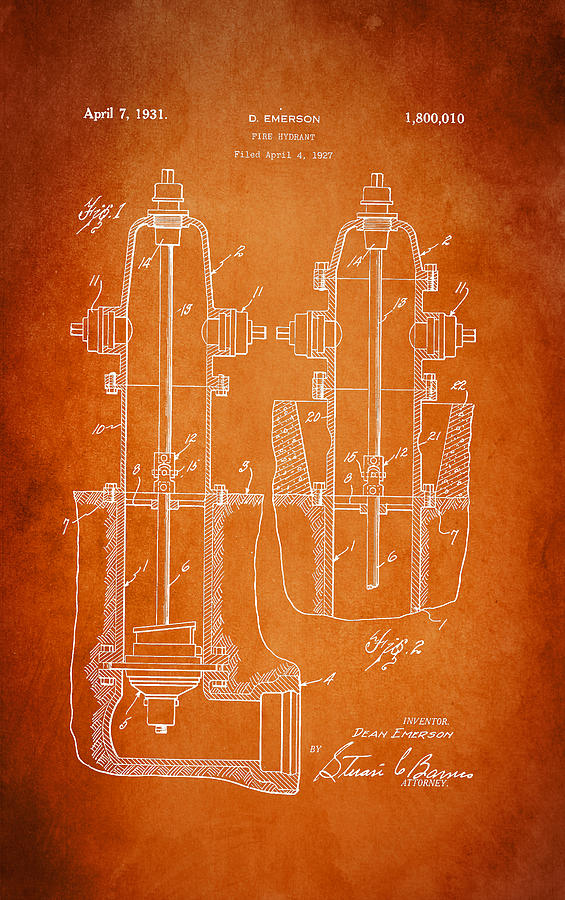 Fire Hydrant Patent 1931 Digital Art by Patricia Lintner