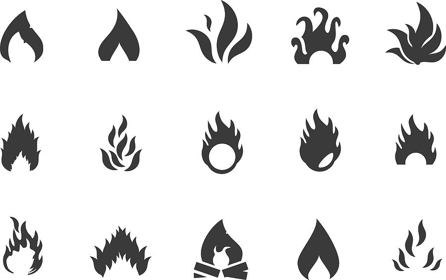 Fire Icons and Symbols Drawing by Mystockicons