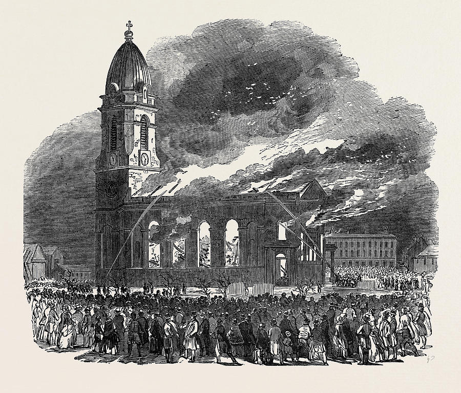 Fire In All Saints Church Drawing by English School Pixels
