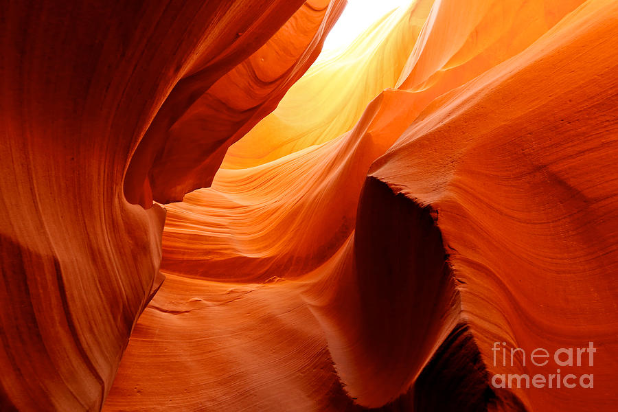 Abstract Photograph - Fire in the Cave at Lower Antelope Canyon by Hey Engel