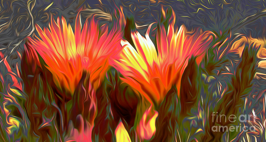 Flower Mixed Media - FIRE in The Desert by Beverly Guilliams