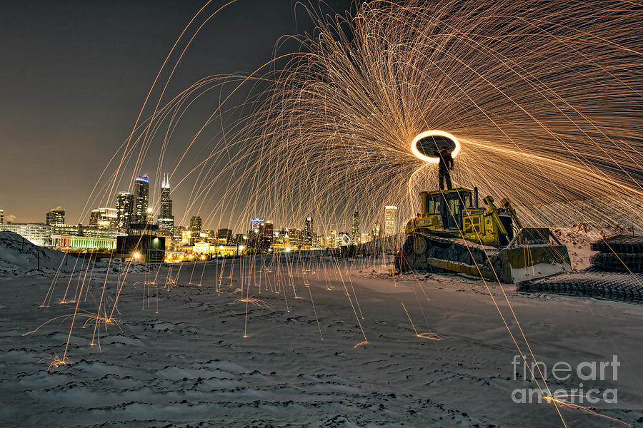 Chicago Photograph - Fire in the Night by Steven K Sembach 