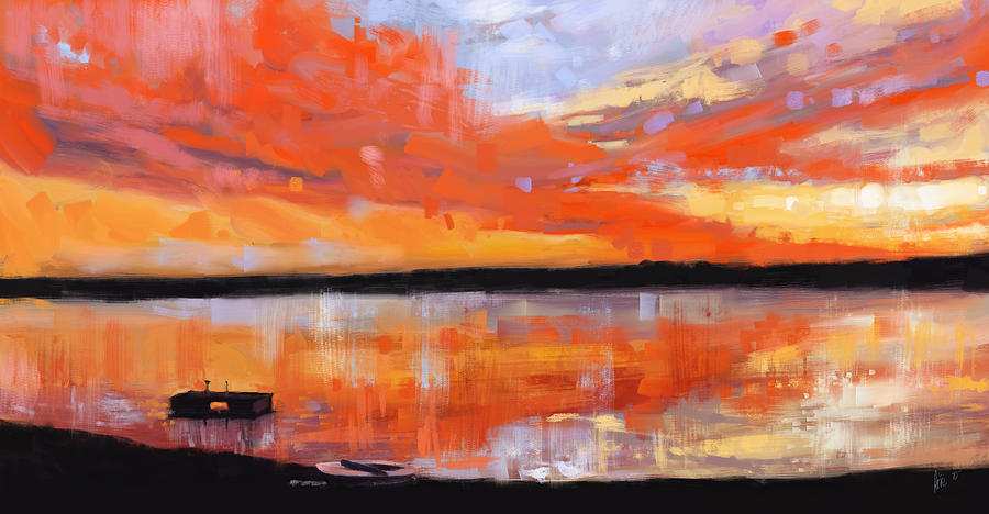 Sunset Painting - Fire in the Sky by Arie Van der Wijst