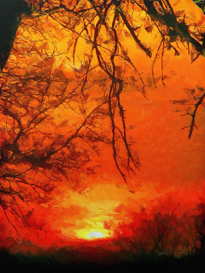 Tree Painting - Fire in the Sky by Jeffrey Kolker