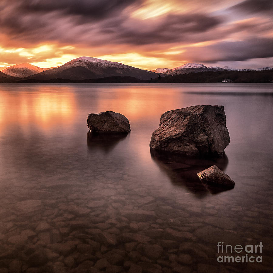 Sunset Photograph - Fire in the sky Loch Lomond by John Farnan