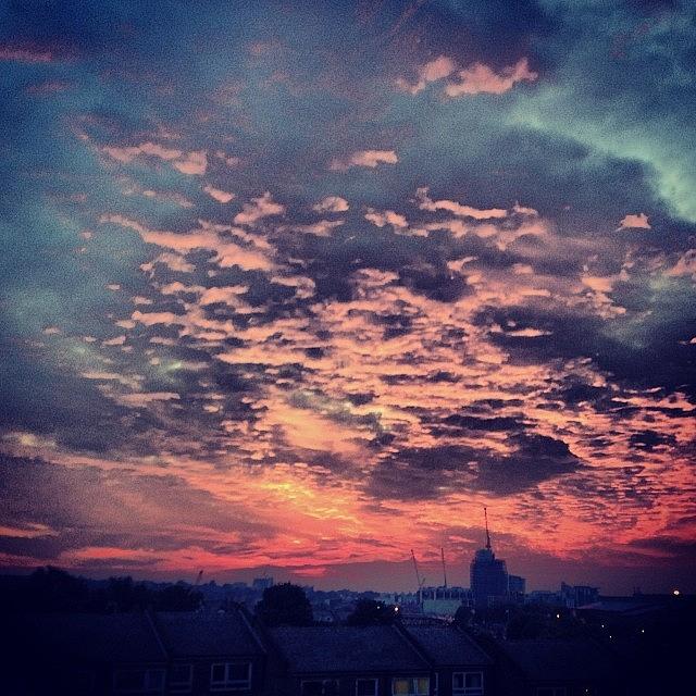 London Photograph - Fire In The Sky #london #clouds #sunset by Andrea Drudikova