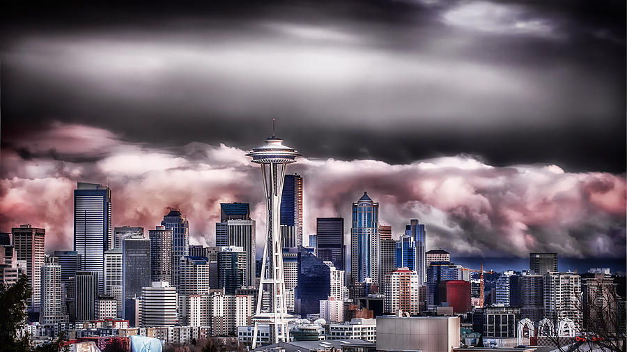 Seattle Photograph - Fire in the Sky by Mark Rainer