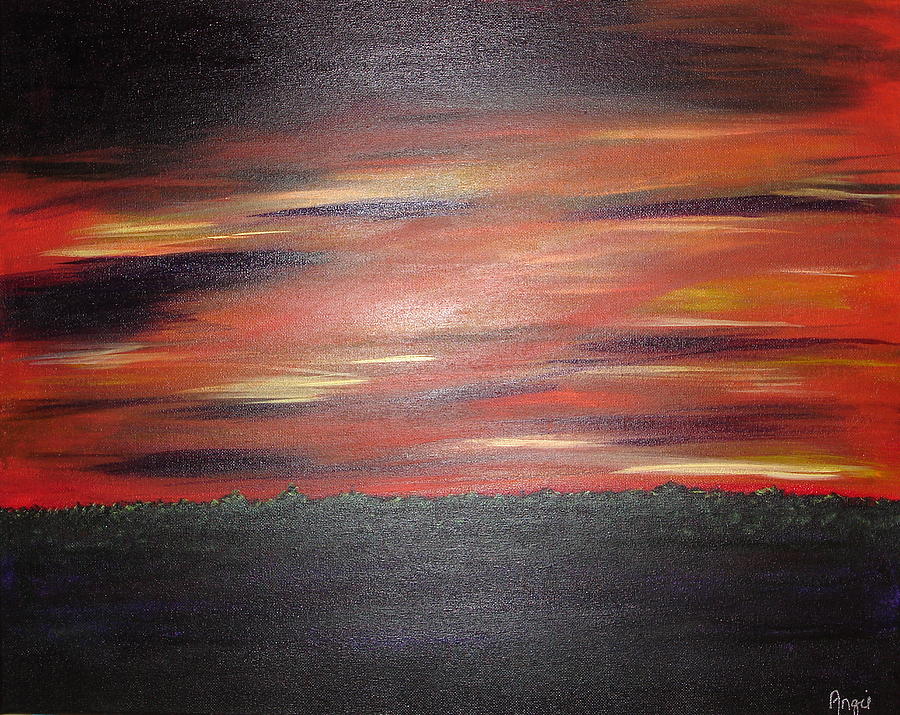 Fire in the Sky Sunrise Painting by Angie Butler