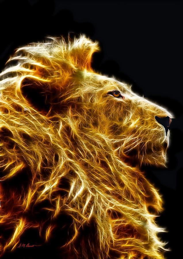 Wildlife Mixed Media - Fire Lion by Michael Durst