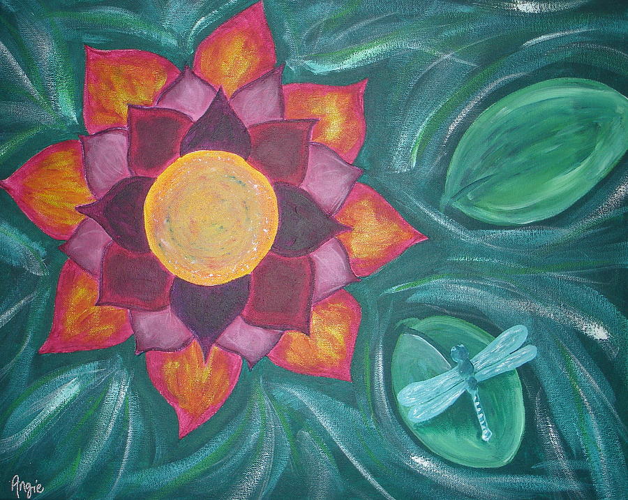Fire Lotus Painting by Angie Butler
