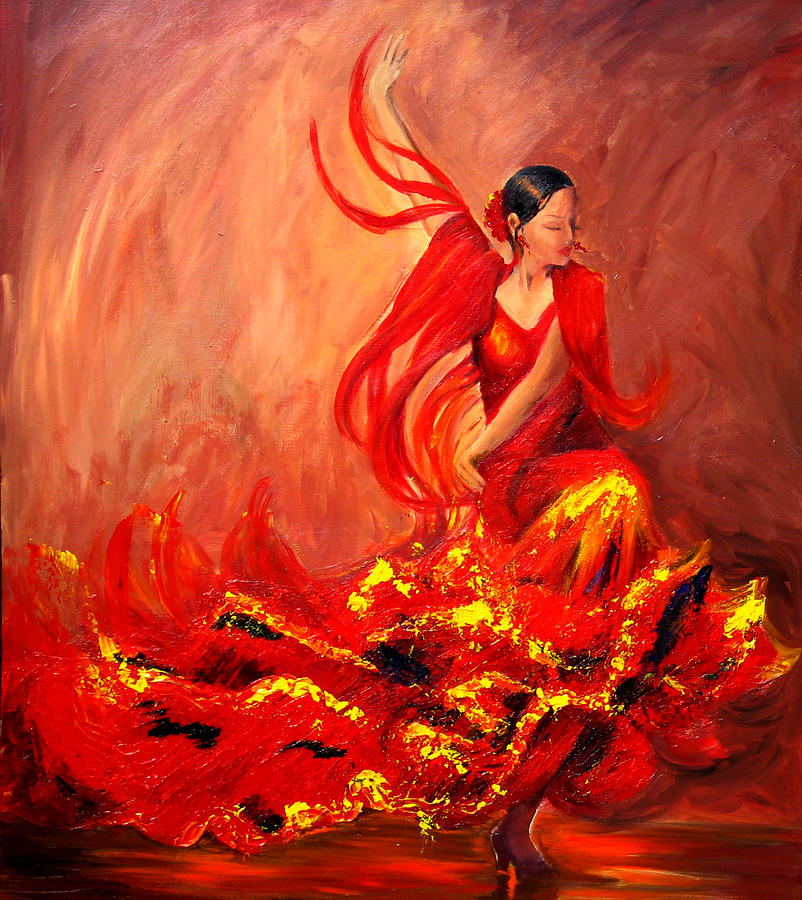Fire of Life Flamenco Painting by Sheri  Chakamian