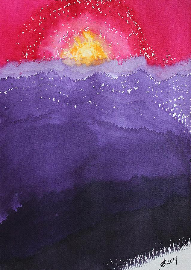 Sunset Painting - Fire on the Mountain original painting by Sol Luckman