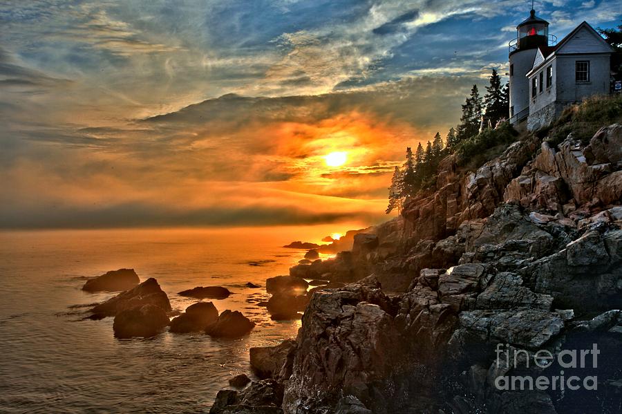 Fire Over Bass Harbor Photograph by Adam Jewell