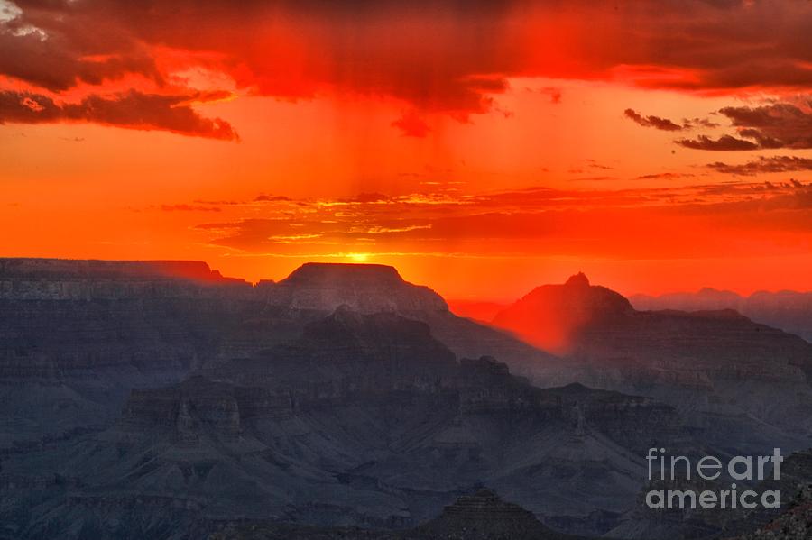 Grand Canyon National Park Photograph - Fire Over Mather Point by Adam Jewell