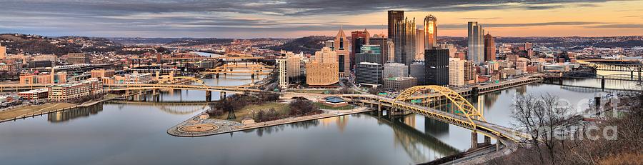 Fire Over The Pittsburgh Skyline Photograph by Adam Jewell