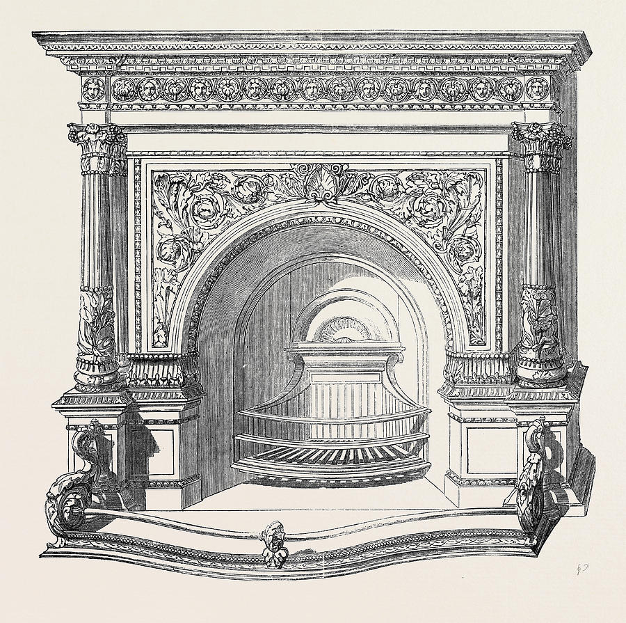 London Drawing - Fire Place, The Great Exhibition by English School
