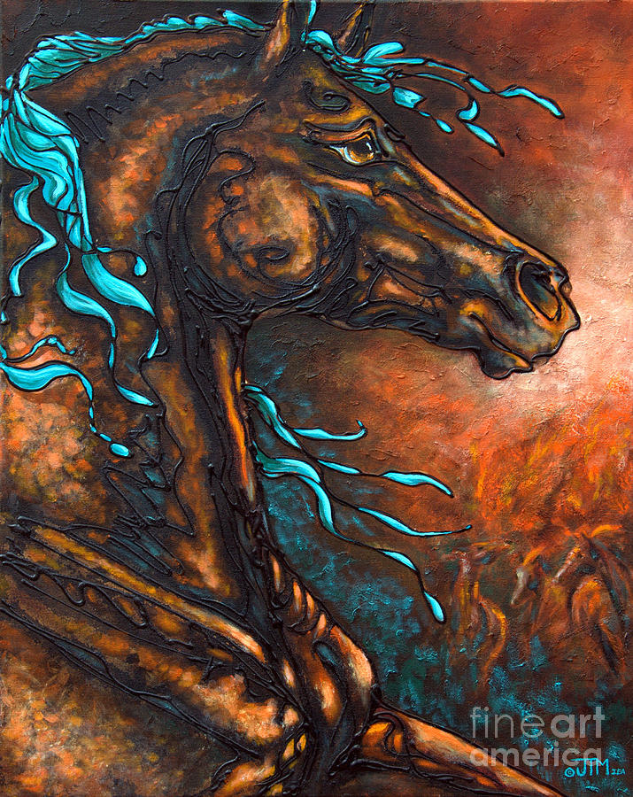 Horse Painting - Fire Run by Jonelle T McCoy