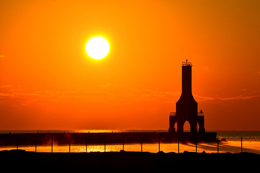 Lighthouse Photograph - Fire Sky by James  Meyer