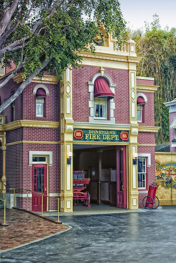 Castle Photograph - Fire Station Main Street Disneyland 01 by Thomas Woolworth