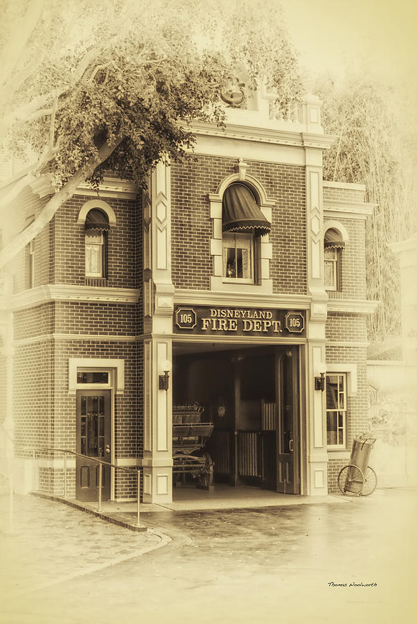 Castle Photograph - Fire Station Main Street Disneyland Heirloom by Thomas Woolworth