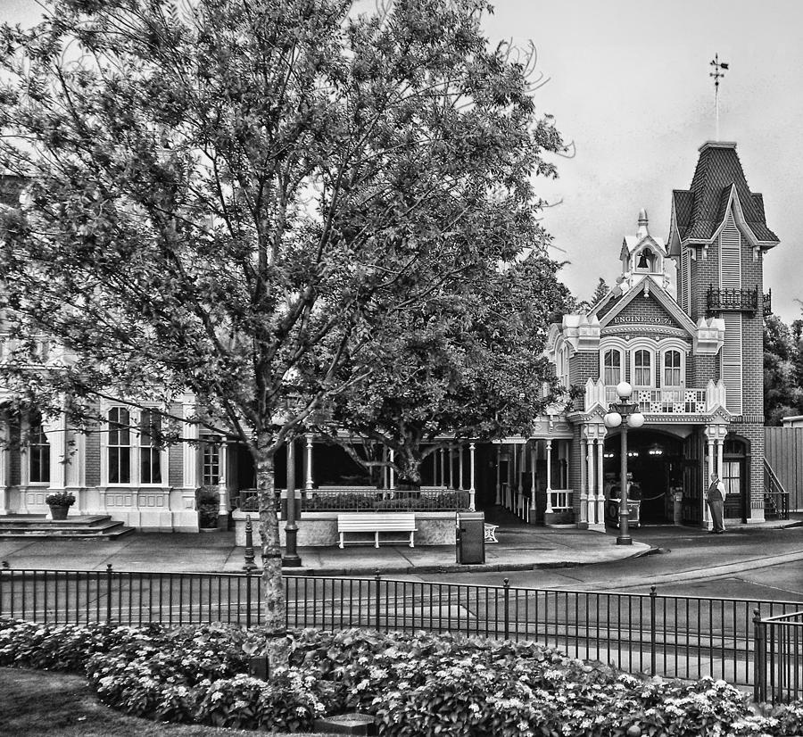 Fire Station Main Street in Black and White Walt Disney World Photograph by Thomas Woolworth