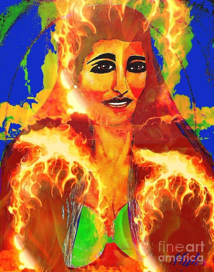 Fire Woman 2 Painting by Saundra Myles