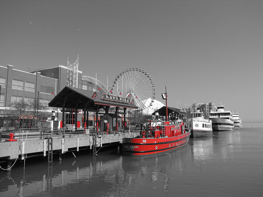 Fireboat at Chicago Navy Pier Photograph by Rick Polad