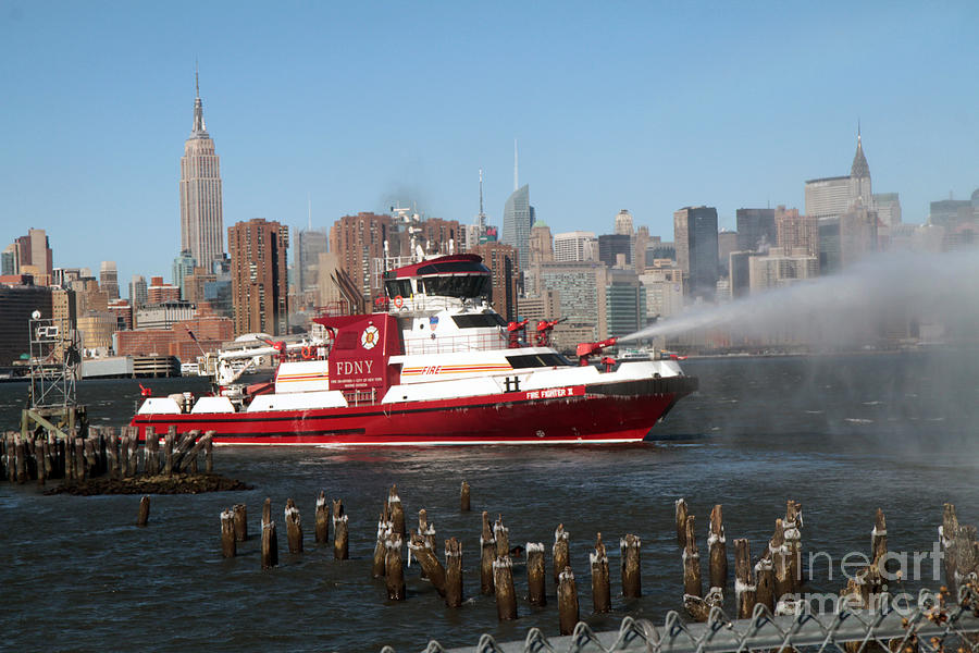 Fireboat in Action at 7 Alarm Fire Photograph by Steven Spak