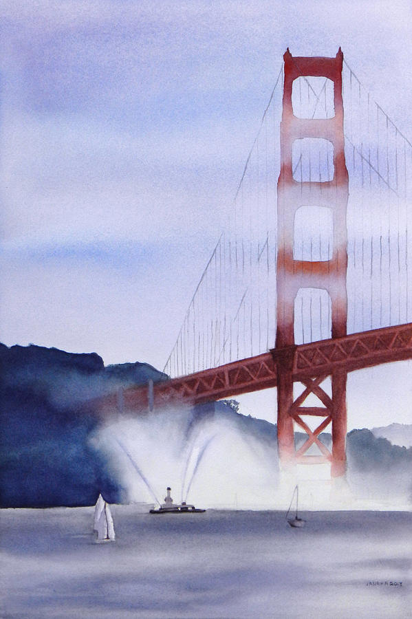 Golden Gate Bridge Painting - Fireboat in the San Francisco Bay by Janaka Ruiz
