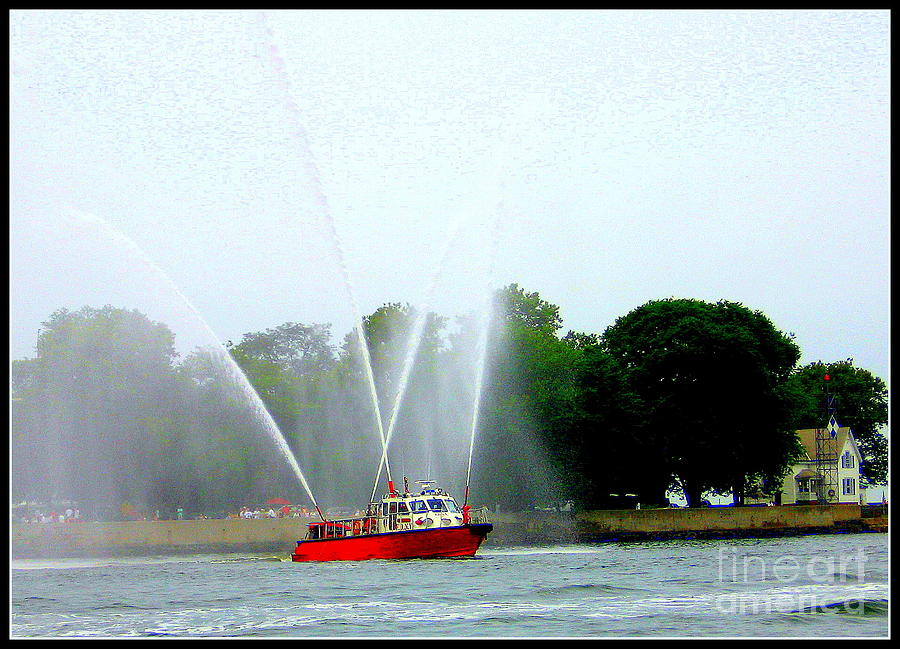 Fireboat Water Show on Long Island Sound Photograph by Dora Sofia Caputo