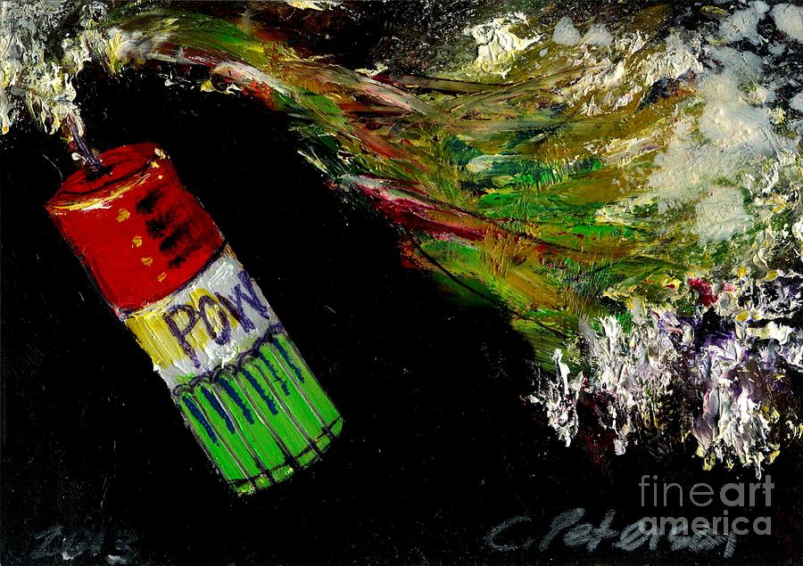 Firecracker Explodes. POW. Bang Series No. 3 Painting by Cathy Peterson
