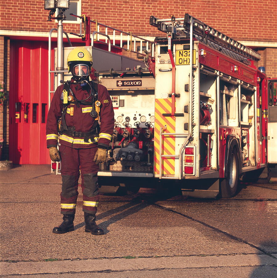 Firefighter And Engine Photograph by Simon Lewis/science Photo Library ...