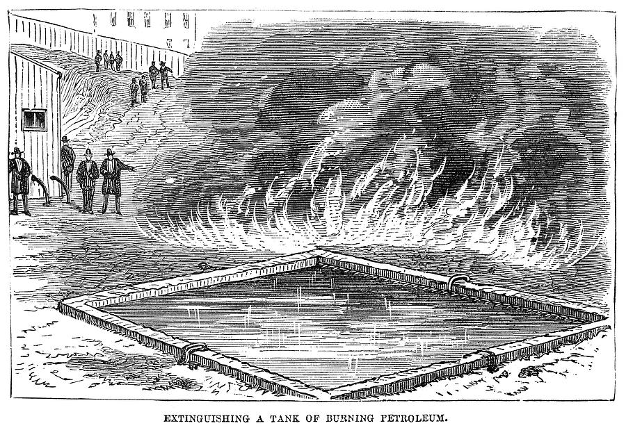 Firefighting, 1876 Painting by Granger