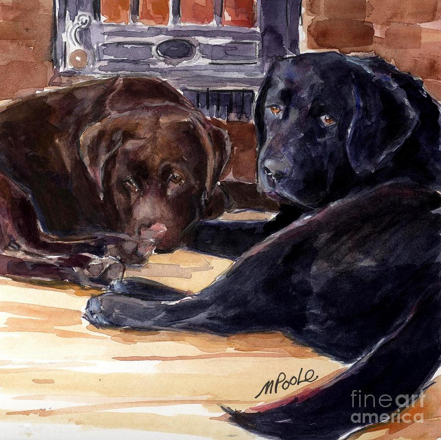 Dog Painting - Firelight by Molly Poole