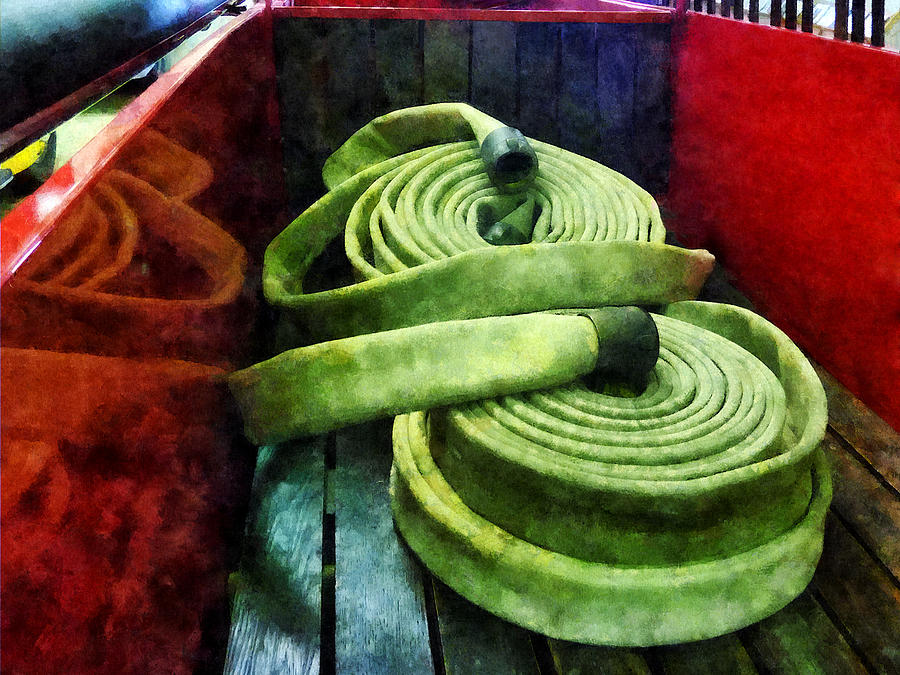 Hose Photograph - Fireman - Coiled Fire Hoses by Susan Savad