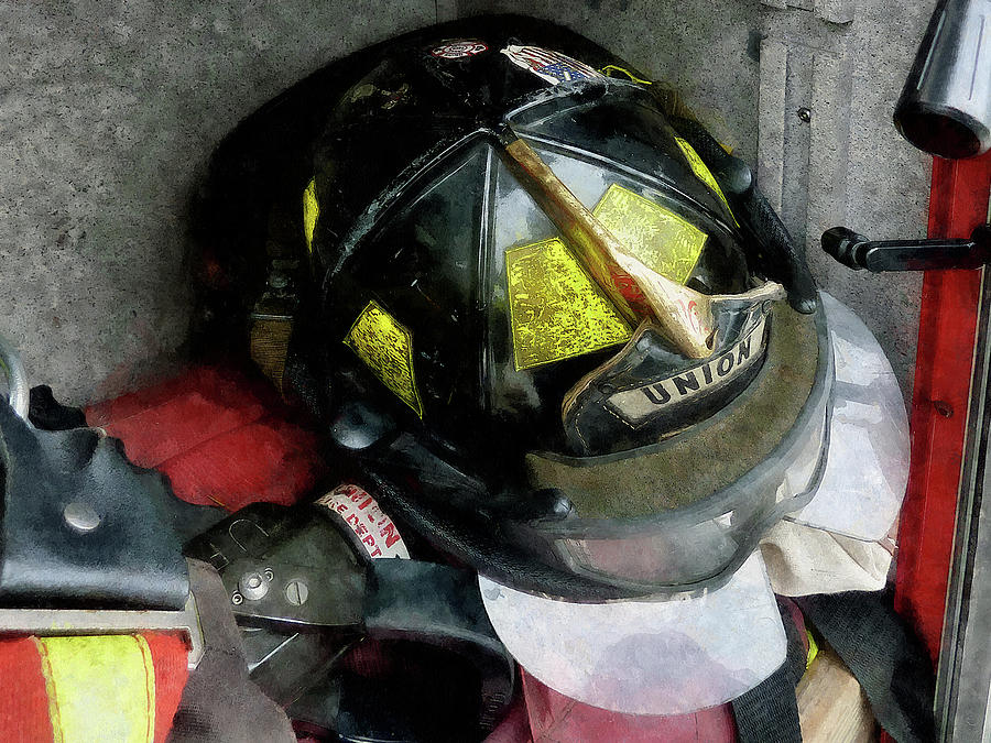 Fireman - Fire Fighters Helmet Closeup Photograph by Susan Savad