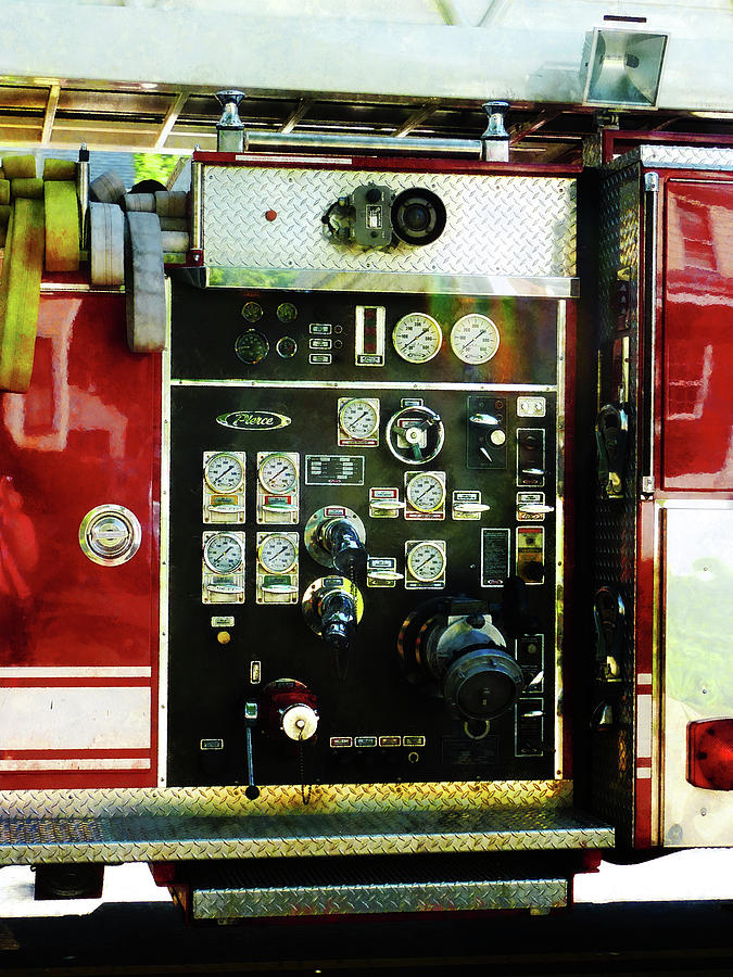 Firefighters Photograph - Fireman - Gauges on Fire Truck by Susan Savad