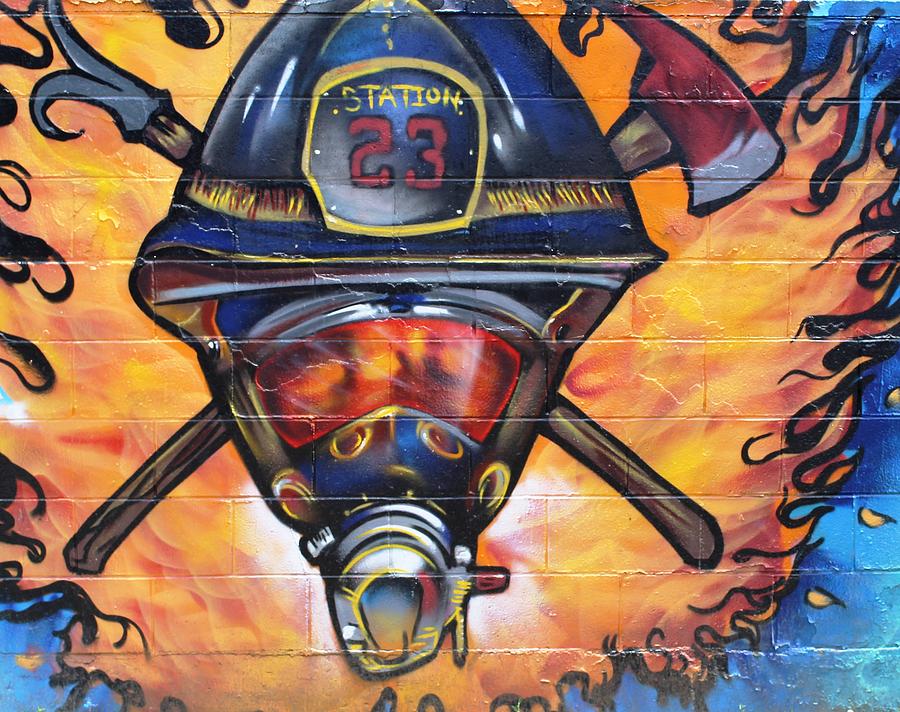 Axe Photograph - Fireman Graffiti by Steven Parker