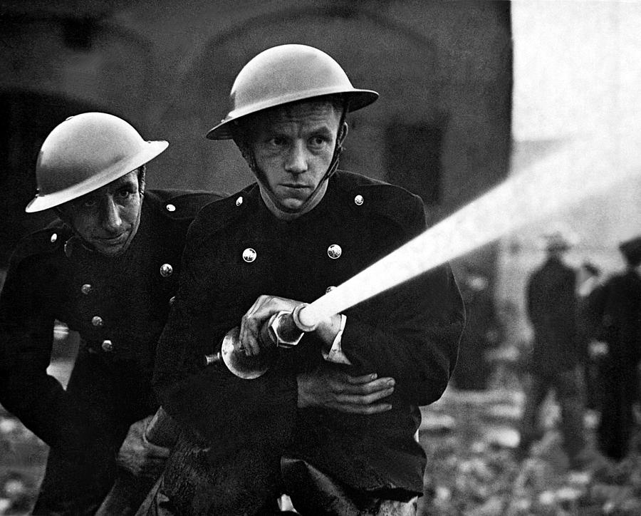 London Photograph - Firemen Training In A Combined War by Everett