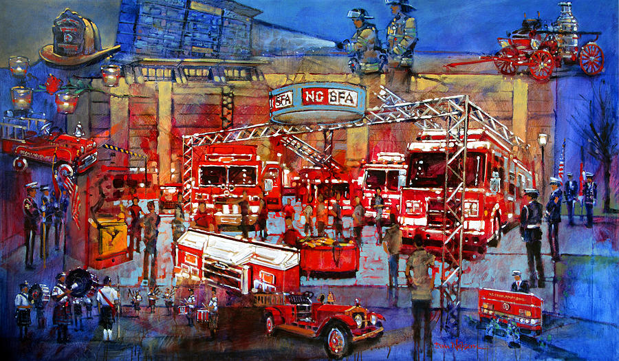 Firemens Convention Painting by Dan Nelson