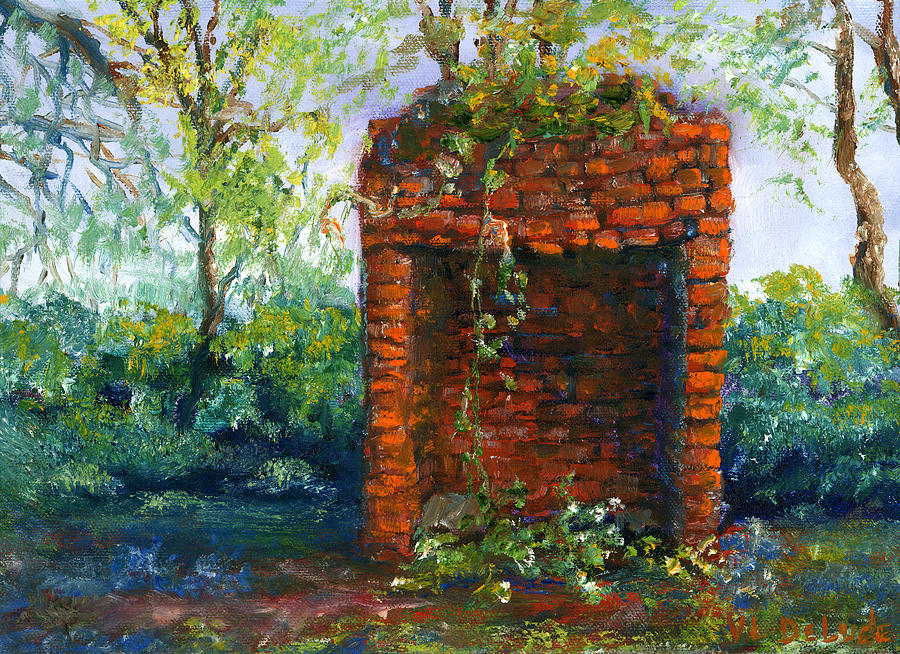 Fireplace at Melrose Plantation Louisiana Painting by Lenora  De Lude