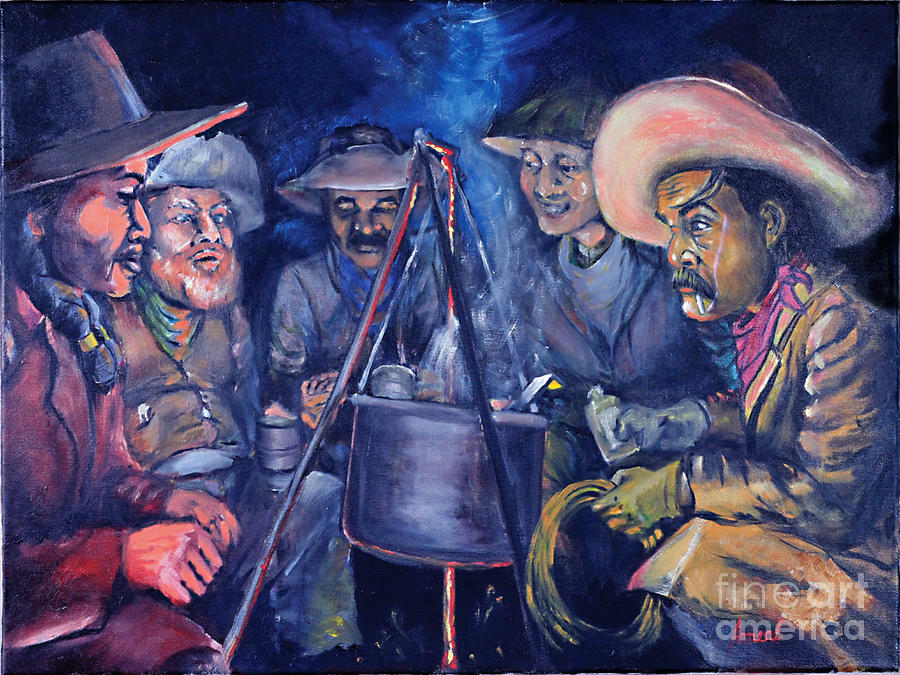 Fireside Camp Painting by George Ameal Wilson