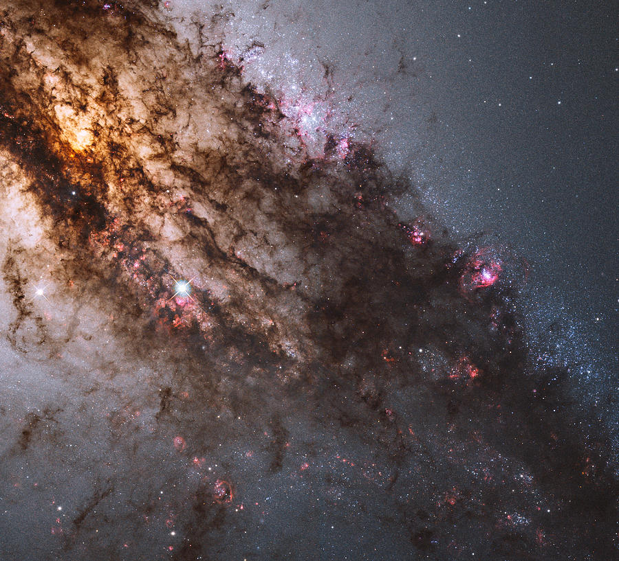 Space Photograph - Firestorm of Star Birth in Galaxy Centaurus A by Space Art Pictures