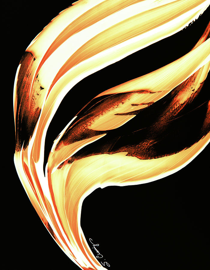 Nature Painting - FireWater 2 - Buy Orange Fire Art Prints by Sharon Cummings